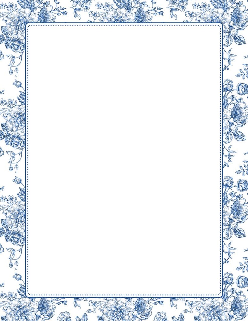 Great Papers! Blue Toile Floral Letterhead, for Invitations, Announcements and Personal Messages, Printer Friendly 8.5”x11”, 50 Pack